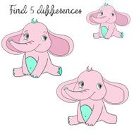 Find differences kids layout for game elephant