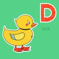 Alphabet letter D duck children