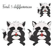 Find differences kids layout for game raccoon