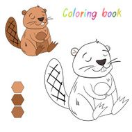 Coloring book beaver kids layout for game