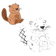 Connect the dots game beaver vector illustration