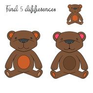 Find differences kids layout for game bear