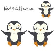 Find differences kids layout for game penguin