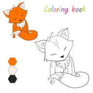 Coloring book fox kids layout for game