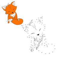 Connect the dots game fox vector illustration