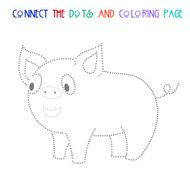 Connect the dots game pig vector illustration