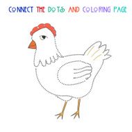 Connect the dots game chicken hen vector