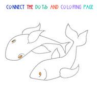 Connect the dots game fish vector illustration