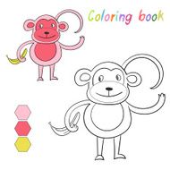 Coloring book monkey kids layout for game N2