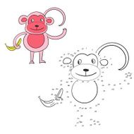 Connect the dots game monkey vector illustration