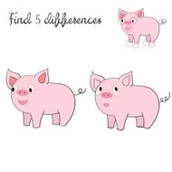 Find differences kids layout for game pig