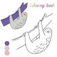 Coloring book sloth kids layout for game