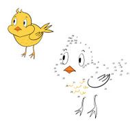 Connect the dots game chicken vector illustration