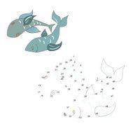 Connect the dots game fish vector illustration N2