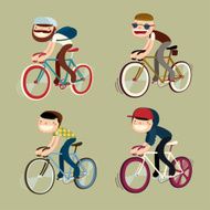 bicycle character set fashion vector illustration
