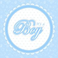 Baby shower card for a boy in round frame