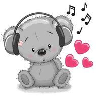 Bear with headphones