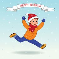 Boy running Christmas card