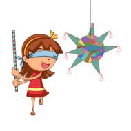 Girl playing pinata