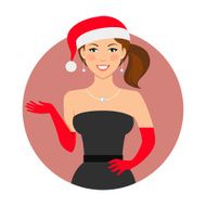 Woman wearing Santa hat and gloves