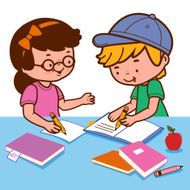 Girl and boy doing homework