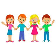 boys and girls holding hands smiling