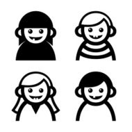 Baby and Children Faces Icons Set Vector