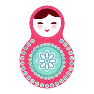 Russian dolls matryoshka on white background pink blue colors Vector