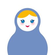 Russian dolls matryoshka on white background blue colors Vector