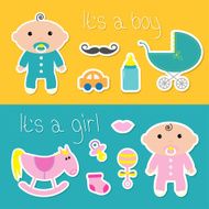 Its a boy girl banner set Baby shower card