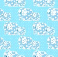 Seamless pattern with blue elephant