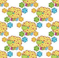 Seamless pattern with colorful sheep