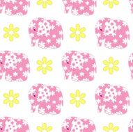 Seamless pattern with colored elephants