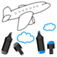 Plane with clouds and markers N2