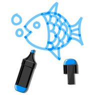 Fish and blue marker