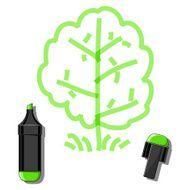 Tree and green marker