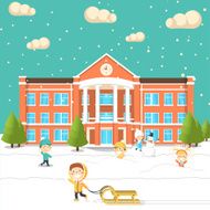 Happy kids go to school