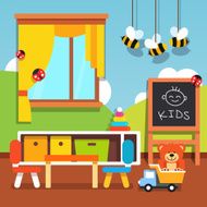 Preschool kindergarten classroom with toys