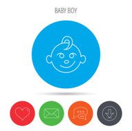 Baby boy face icon Child with smile sign