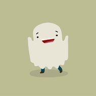 halloween kid ghost vector character illustration