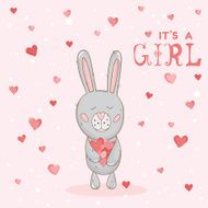 Baby Shower or Arrival Card - with Bunny N3