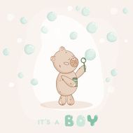 Baby Shower or Arrival Card - with Bear N3