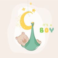 Baby Shower Card - Bear on the Moon