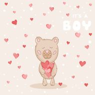 Baby Shower or Arrival Card - with Bear N4