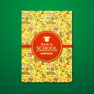 Vector school brochure on schoolboard background