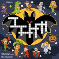 Vector color crossword education game about Halloween N2