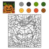 Color by numbers Halloween pumpkin