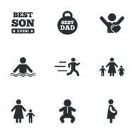 People family icons Swimming baby signs N2