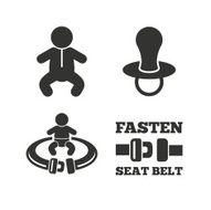 Baby infants icons Fasten seat belt symbols N3