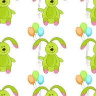 Seamless background with rabbits and balloons N2